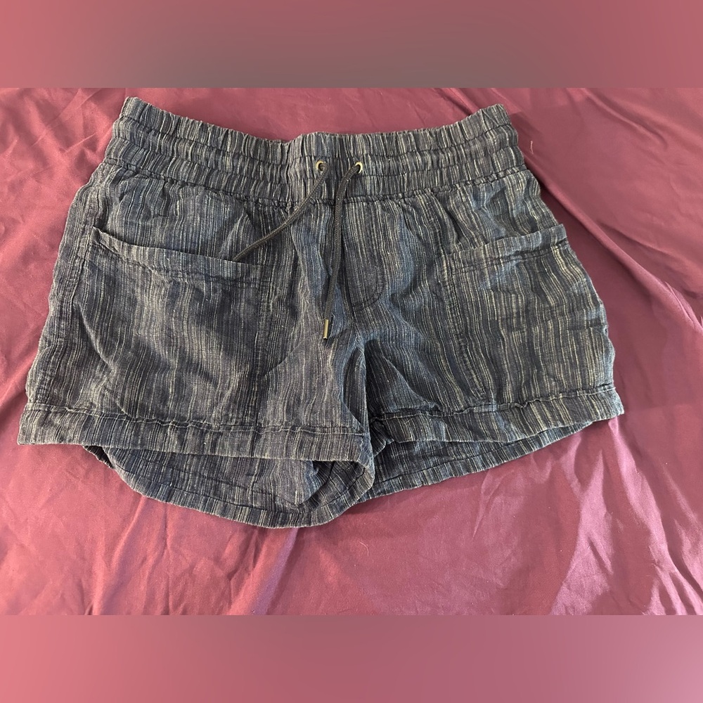 Athleta High Waist Striped Blue Shorts